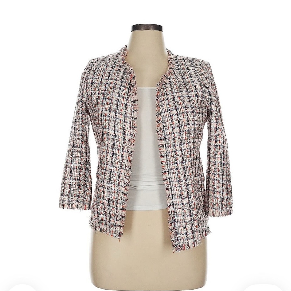Women's Tweed Jacket - Black, Ivory and Pink